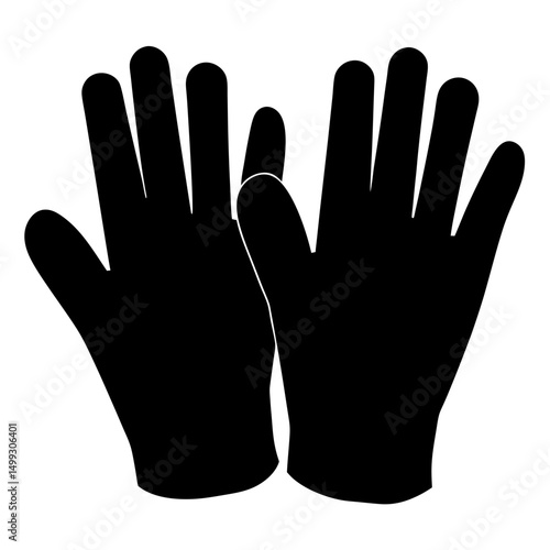 Pair of Black Gloves Protection Against Elements and Rough Surfaces Illustration