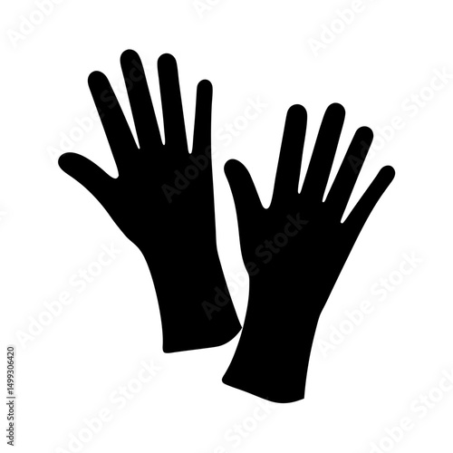 Symmetrical Illustration of Protective Gloves in Black and White Minimalist Design