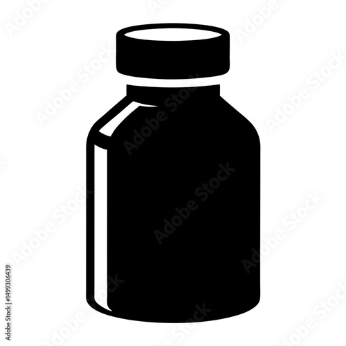 Black silhouette of a bottle for medicines or chemicals on white