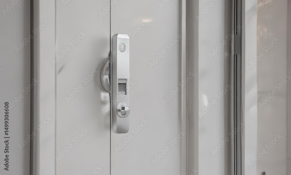 Sleek minimalist lobby door, chrome service bell , contemporary, metal Sleek minimalist lobby door, chrome service bell , contemporary, metal