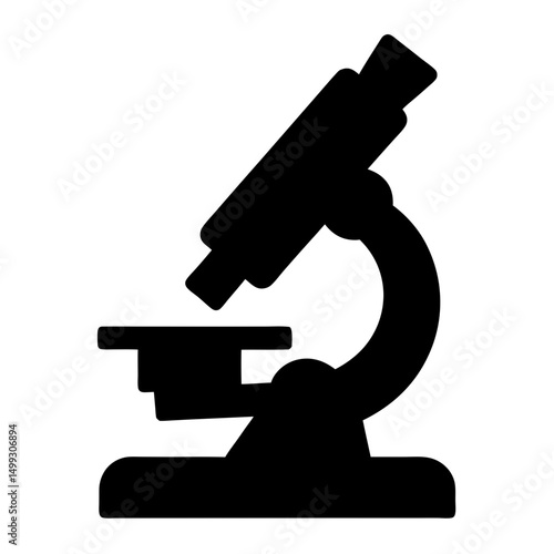 Silhouette of a microscope for science education, laboratory research and analysis