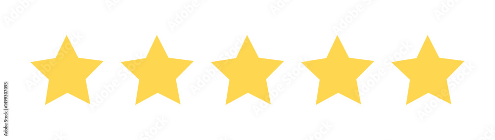 Fototapeta premium Five stars quality rating icon. Customer product review design elements. Vector illustration.