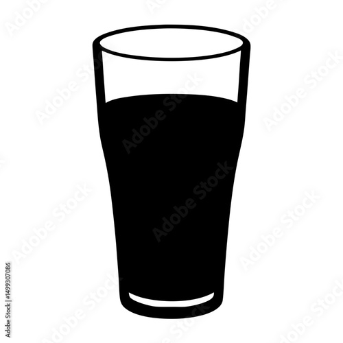 Silhouette of a pint glass filled with a dark liquid substance