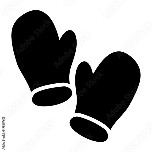 Pair of cozy black mittens, perfect for winter adventures in the snow
