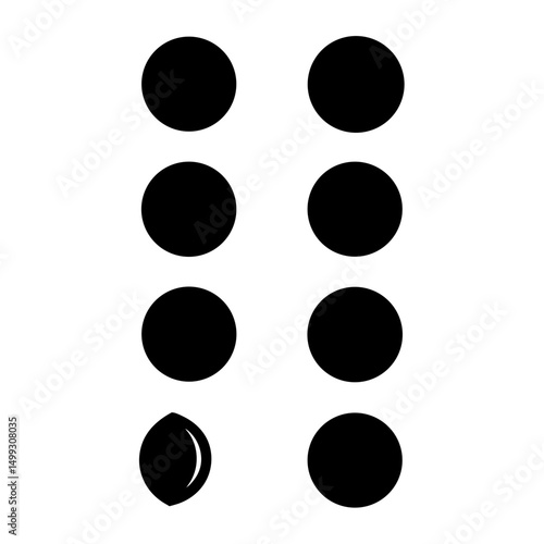 Braille character for the letter 'z', represented by seven black circles