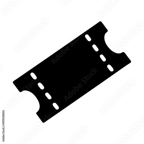 Blank black ticket stub, admission pass for concert or event venue entrance