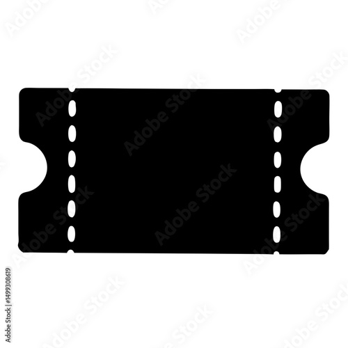 Blank black ticket stub, admission pass for concert or event venue entrance