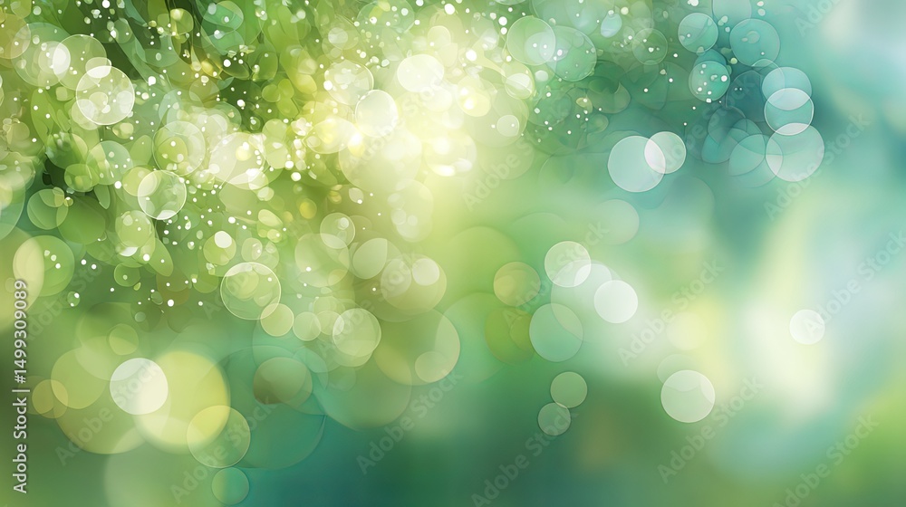 Obraz premium Green Soft Blurry Background with Bokeh Effect
