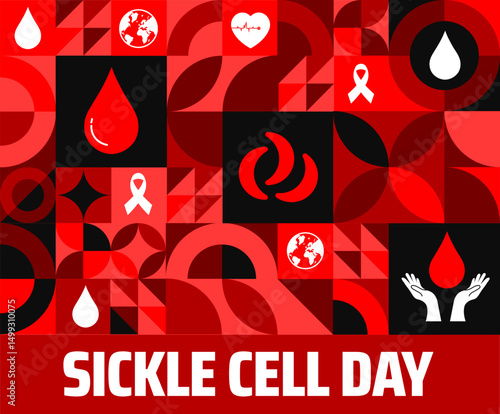 sickle cell day background banner or poster design template. observed every year in June. Holiday concept. Use to any Template, card, poster, placard, template.
