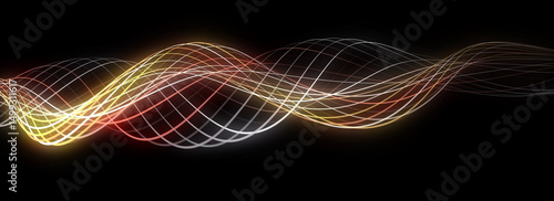 Flow of particles. Big data visualization. Digital technology wave. Futuristic cyberspace. Abstract cyber security background. 3D rendering.