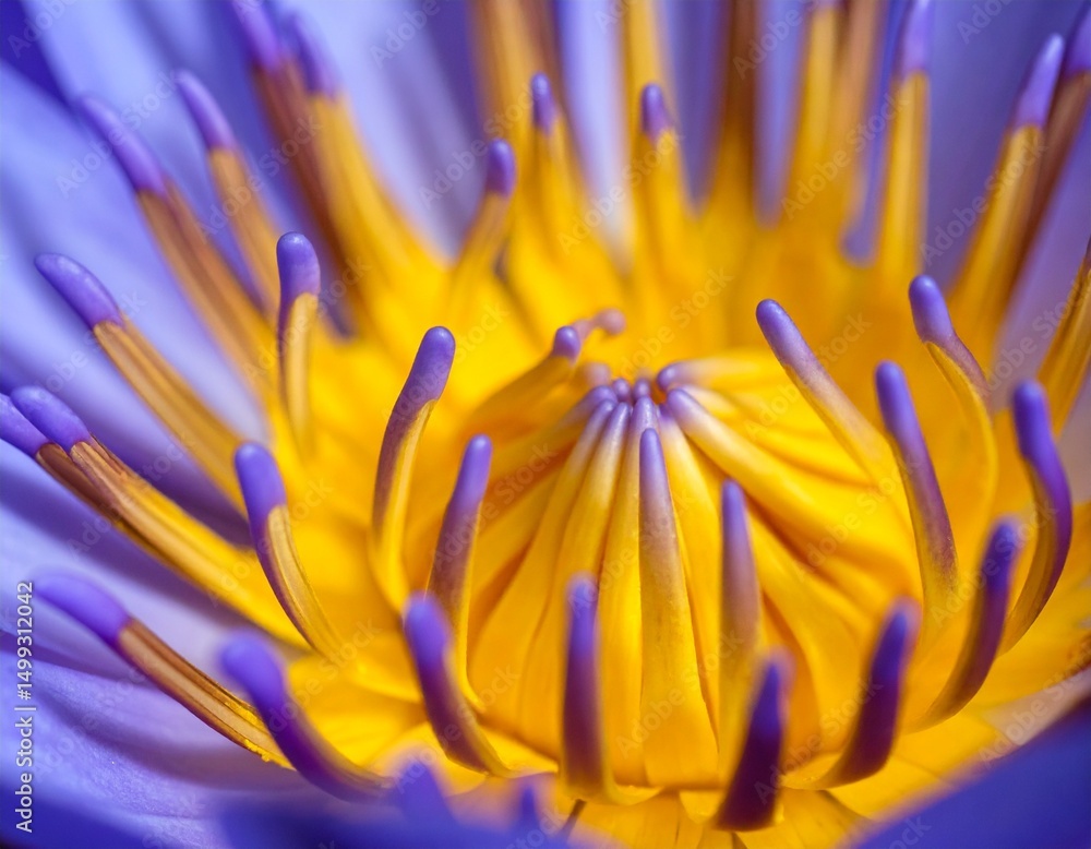 Fototapeta premium Macro yellow carpel of purple Lotus flower close up 