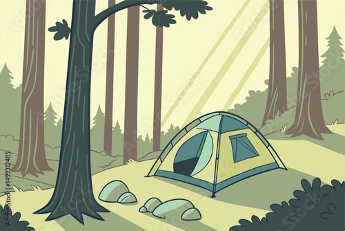 camping in the forest