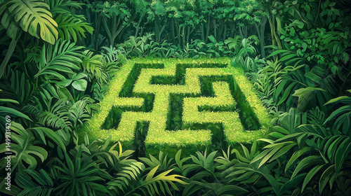 green maze in forest jungle