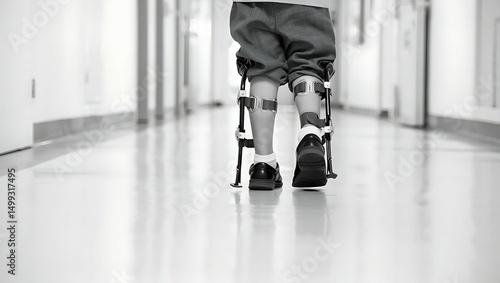 Resilience in Recovery: Child with Leg Braces Navigating Life After Polio or Physical Impairment