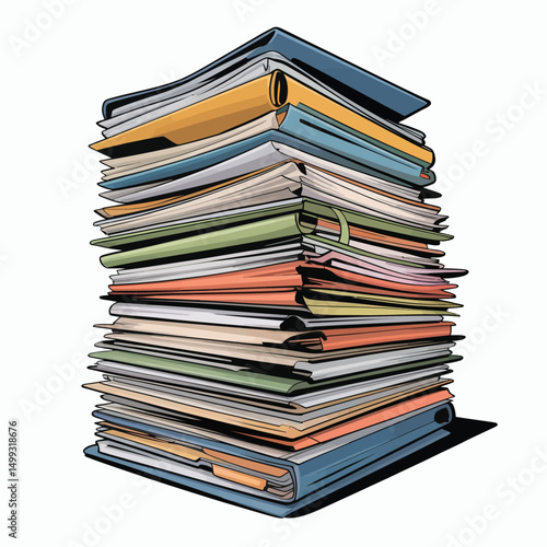 Large Stack of Colorful Files and Folders Illustration