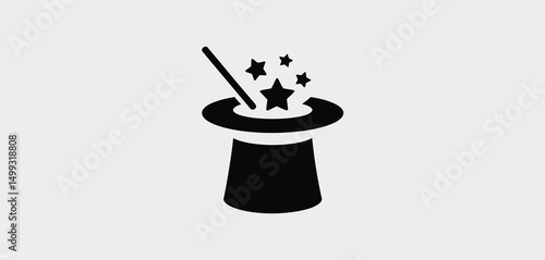 Magic Hat Icon Stars Wand Trick Illusion Graphic