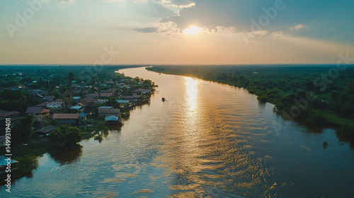 An Aerial View Of The Amazon River Deep Within The Rainforest