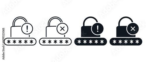 Weak password, lock error icon. Illustration vector