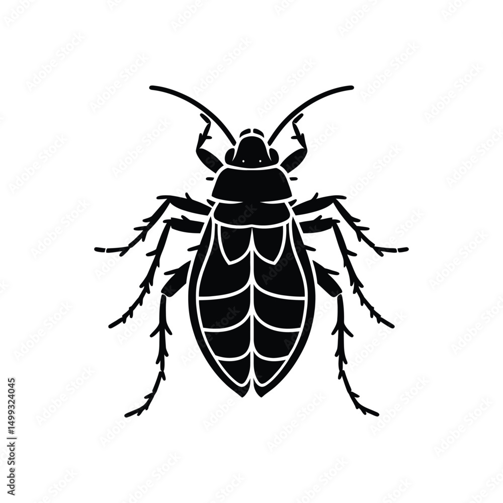 Aphid silhouette vector illustration black plant louse icon isolated on white background garden pest graphic for agricultural or botanical design Aphid silhouette vector illustration black plant louse icon isolated on white background garden pest graphic for agricultural or botanical design