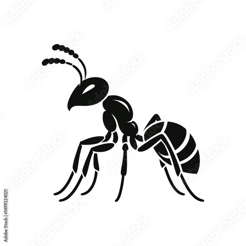 Ant silhouette vector illustration black insect icon isolated on white background simple crawling bug design element for logo or nature concept