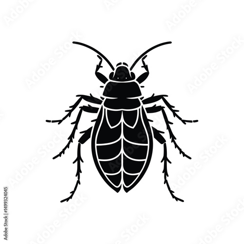 Aphid silhouette vector illustration black plant louse icon isolated on white background garden pest graphic for agricultural or botanical design
