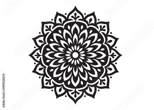 black mandala logo silhouette design, mandala design logo icon silhouette, mandala design patterns silhouette vector, Simple mandala design logo silhouette in vector style with a white background