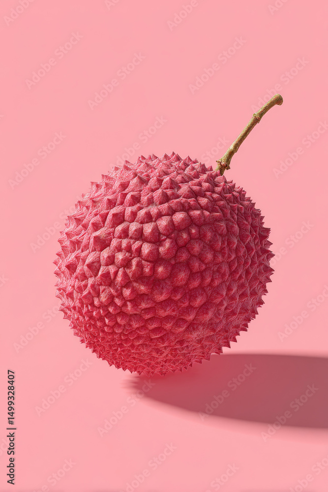 A closeup shot of a vibrant lychee on a pink background showcasing its unique texture and color A closeup shot of a vibrant lychee on a pink background showcasing its unique texture and color