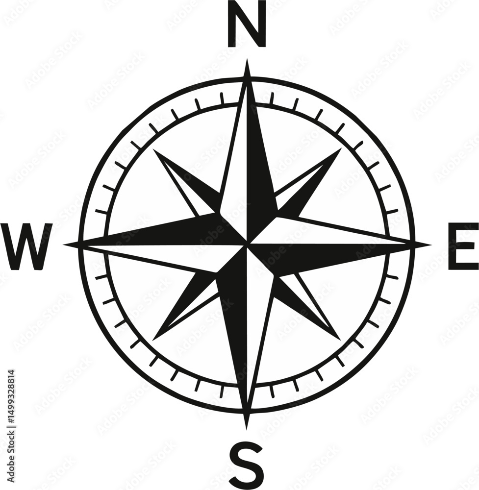 Compass Rose Icon – Cardinal Directions Compass Rose Icon – Cardinal Directions