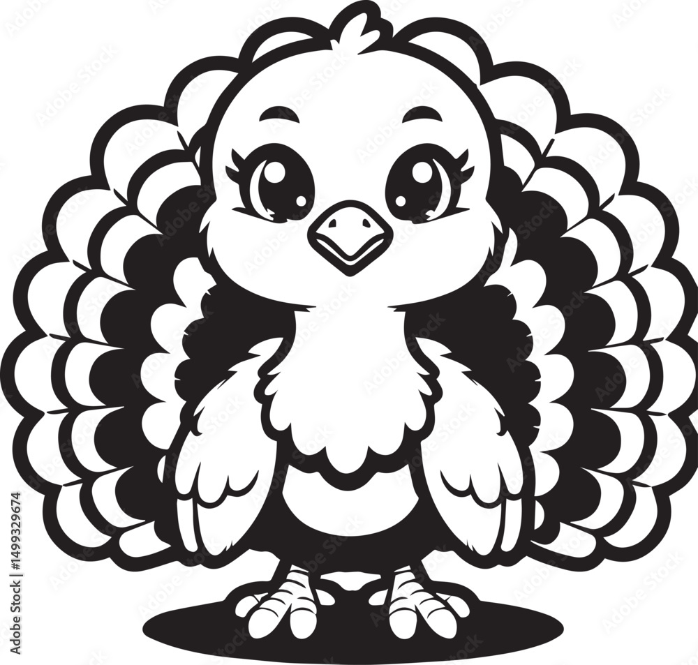 Fototapeta premium Black and White Turkey Bird Vector Illustration