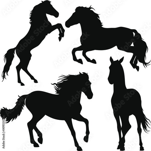 Four Horse Silhouettes in Various Poses