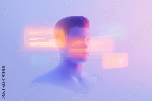 Futuristic ai chatbot icon concept with abstract human interface design