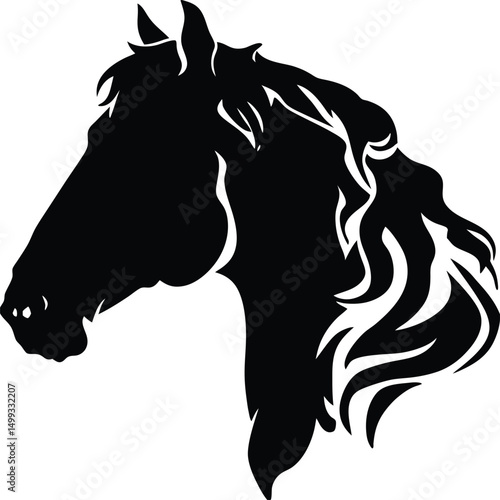 Stylized Black Silhouette of a Horse Head