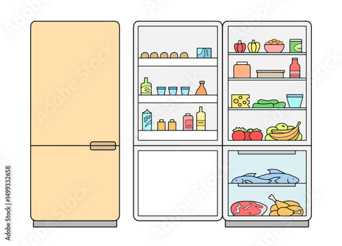 Refrigerator graphic isolated color sketch illustration vector 