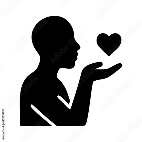 Blowing heart kiss icon symbolizing love and kindness