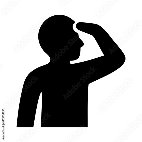 Searching person icon with hand over eyes