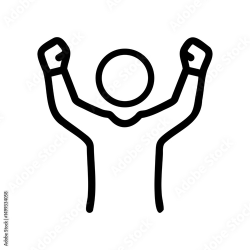 Victory pose icon with raised clenched fists