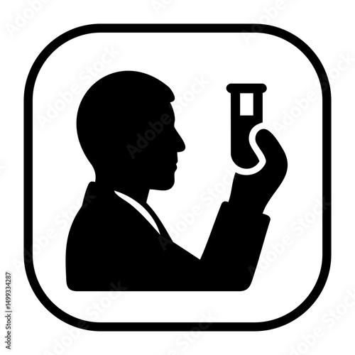 Scientist icon holding test tube in lab