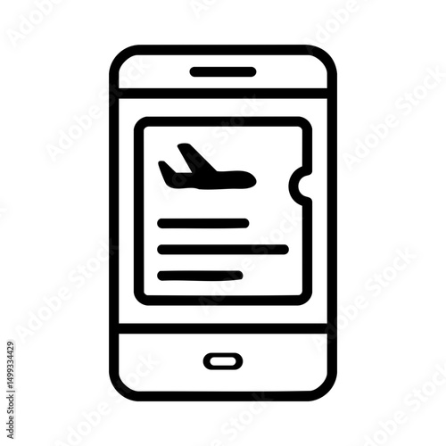 Mobile flight ticket icon for travel booking