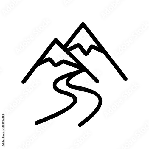 Mountain trail icon for hiking and nature travel