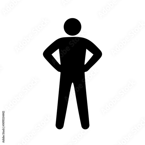 Confident standing person icon with hands on hips