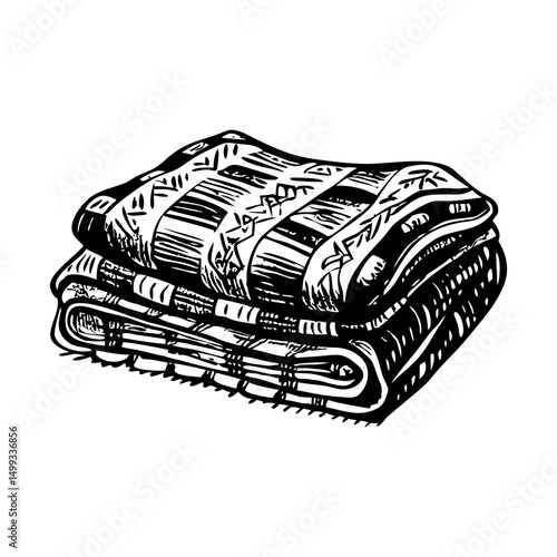A vintage illustration showing cozy blanket