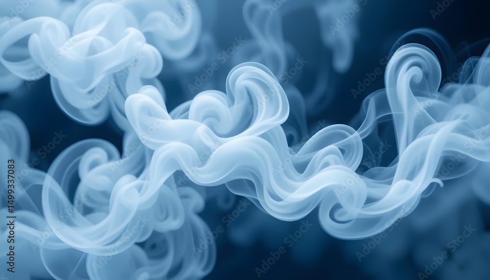 Fototapeta premium Minimalist abstract smoke, soft gradients, gentle blue and white hues