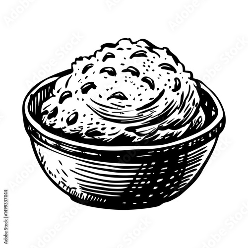 A vintage style illustration of mashed potatoes