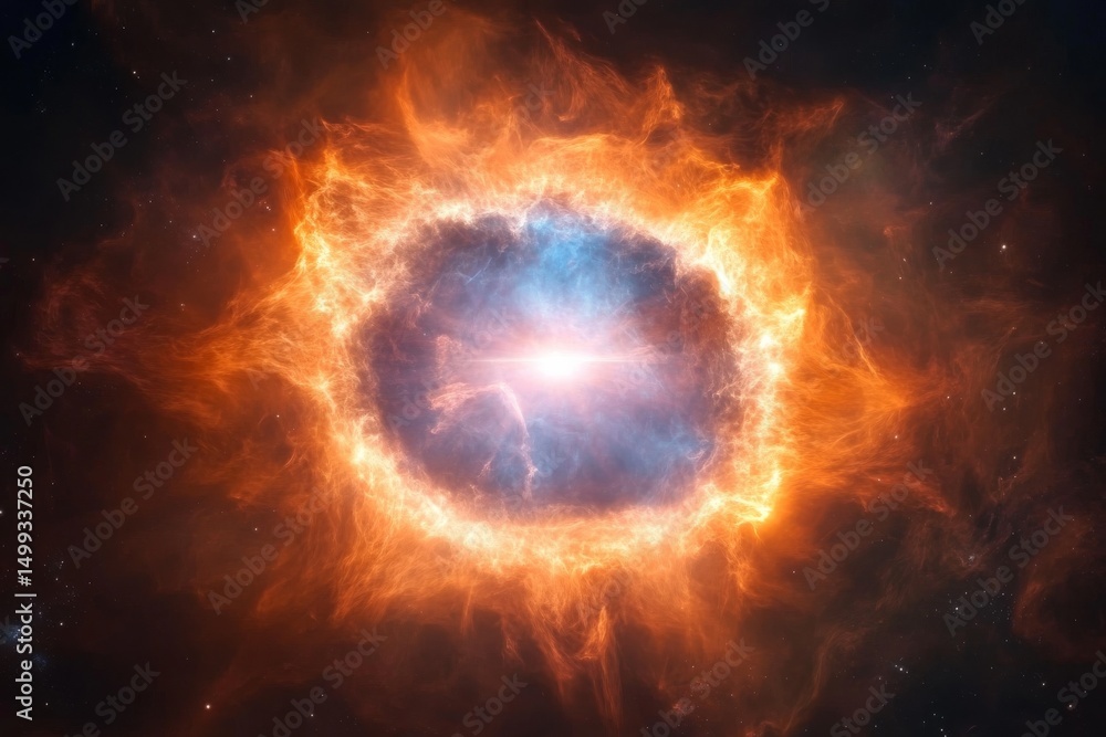 Fototapeta premium Celestial phenomena with vibrant nebula and luminous core for science and education