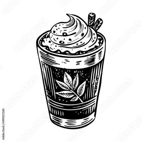 A vintage illustration of autumn spice latte