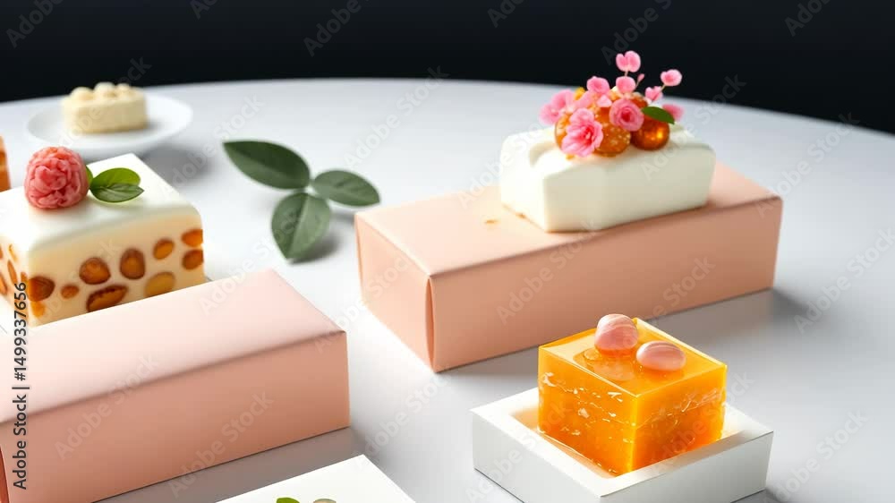 Elegant dessert presentation with raspberry garnish and artful plating Elegant dessert presentation with raspberry garnish and artful plating