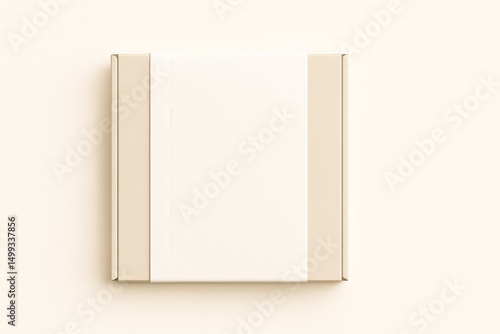 White cardboard sleeve on flat box, white background