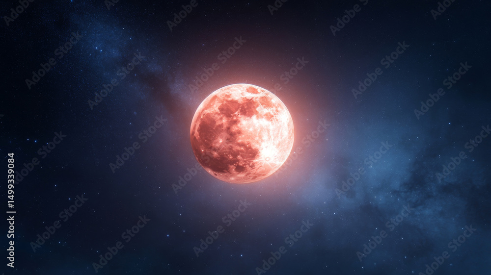 Obraz premium Enchanting lunar eclipse in moonlit night sky