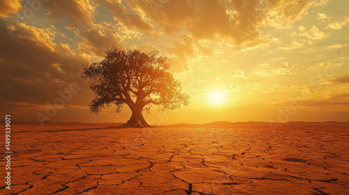 baobab on a dry sandy savannah in Africa