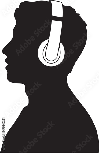 Silhouette of a Man Listening to Headphones